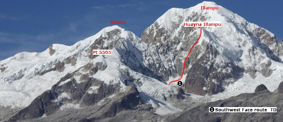 Illampu huayna illampu Schulze with huayna illampu route