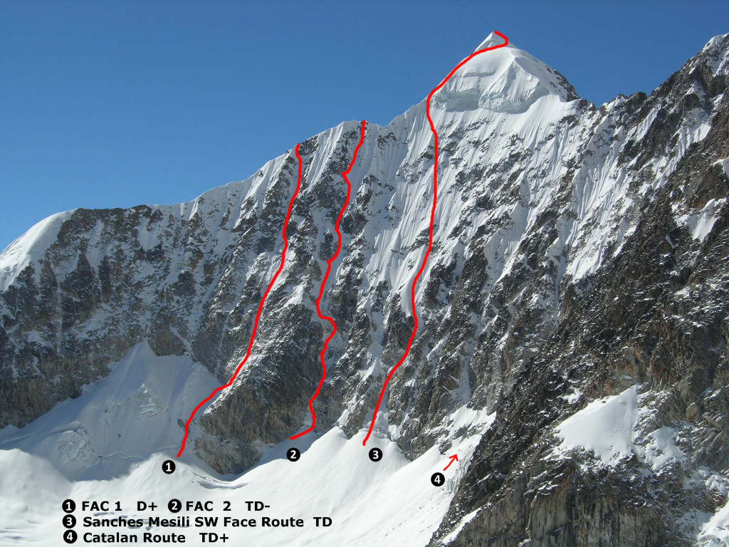 Pico Shulze SW face routes
